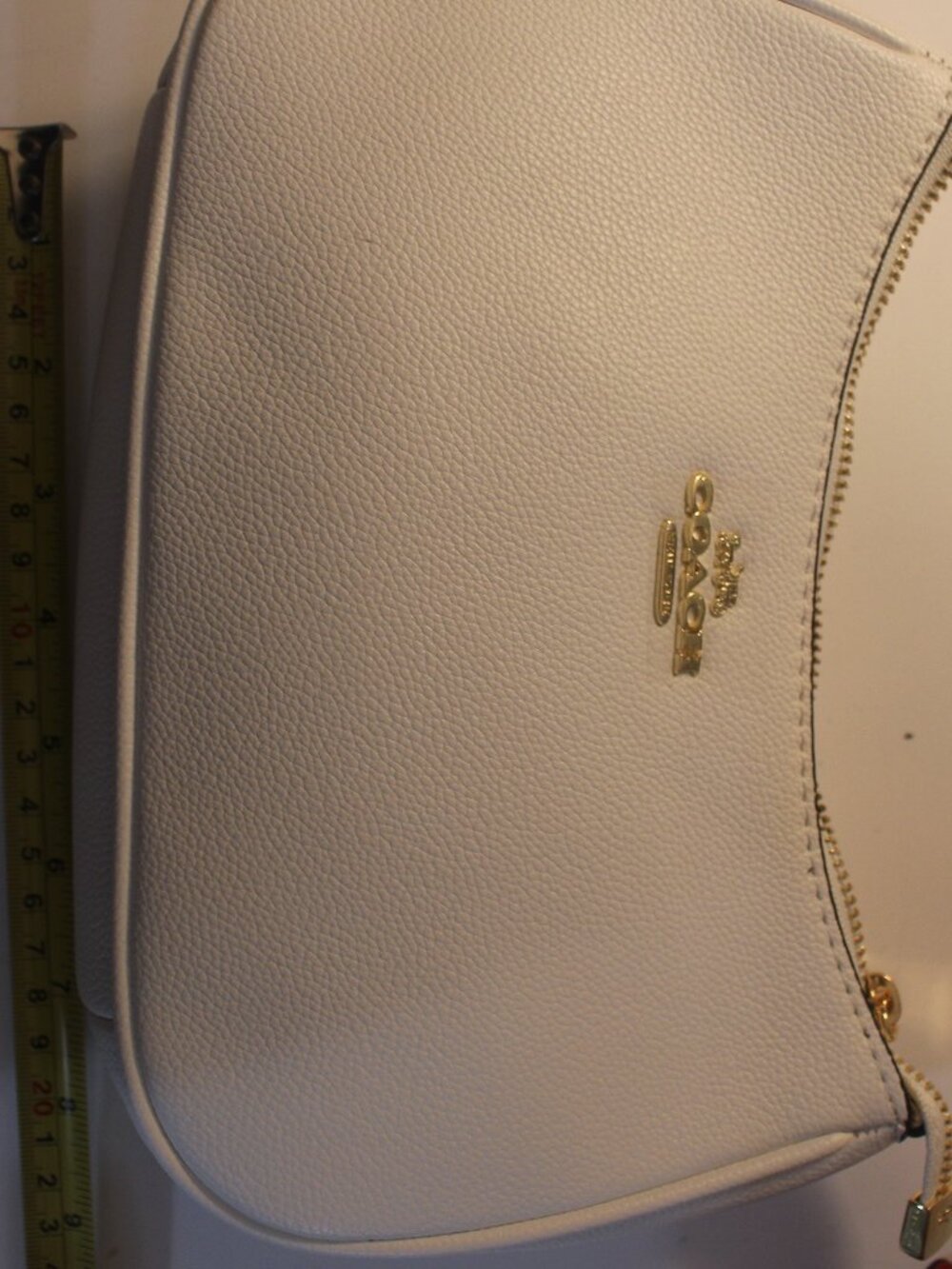 Coach Ivory Pebbled Zip-Top Bag